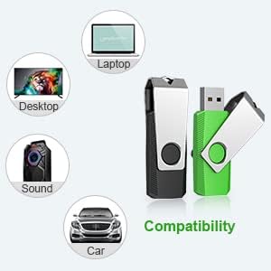 Aiibe 5 Pack 32GB Flash Drive USB Flash Drive USB 2.0 Thumb Drive Swivel U Disk Memory Stick 32 GB Multi Pack USB Drives with Led Light (32G, 5 Colors: Black Red Cyan Green Purple)