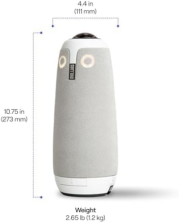 Owl Labs Meeting Owl 3 - 360° 1080p HD Conference Room Camera, AI-Driven Speaker-Tracking, 18-Foot Mic Pickup - Certified for Microsoft Teams - Works with Zoom, Google Meet - Plug & Play Setup