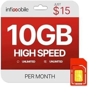Prepaid Unlimited Plan: 1 Month | 10GB High-Speed Data Per Month | Unlimited Data Talk & Text | Prepaid Plan Service SIM Card | Nationwide Coverage | 4G, 5G Network