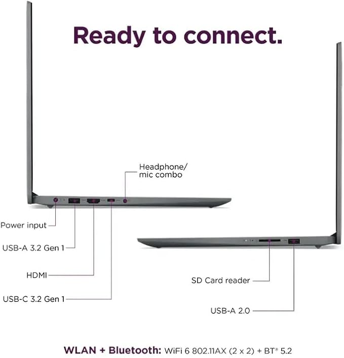 Lenovo IdeaPad 15.6" Laptop, 12GB RAM 640GB Storage (256GB SSD+128GB eMMC+256GB Docking Station), Windows 11 Pro & 1-Year Microsoft Office 365 Included, Intel Celeron N4500, PLUSERA Earphones, Gray