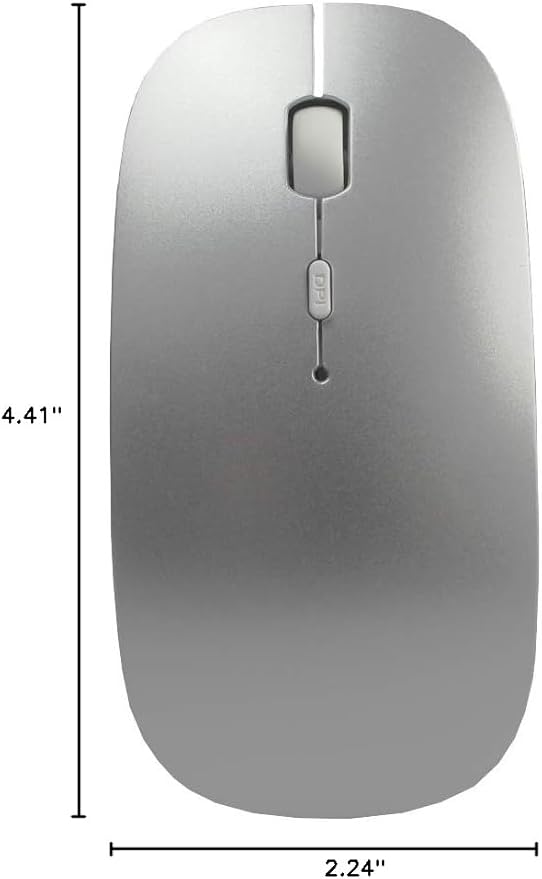 SUNGI Bluetooth Mouse,Wireless Slim Silent Mice USB Rechargable Mouse for iPad/MacBook/Tablet/PC/iPhone/Cellphone,Gray