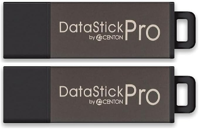Centon DataStick Pro USB 2.0 Flash Drive 16GB x 2, Grey (DSP16GB2PK)