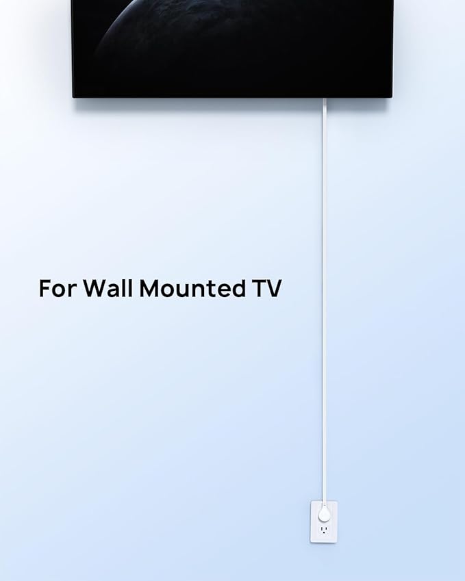 TROND Flat Extension Cord 15ft with 360° Rotating Plug, Low Profile Small Power Strip, 3 Prong Grounded Outlets Cube, 13A, SPT 16/3 AWG Cable, for Indoor Home Office Kitchen Cruise Essentials, White