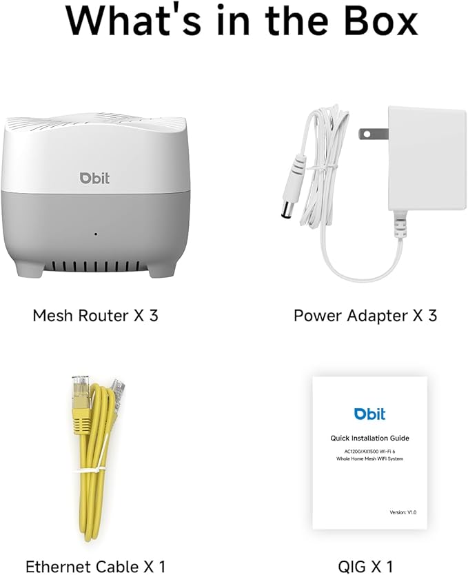 DBIT AX1500 WiFi 6 Mesh Wi-Fi System | 5,600 Sq Ft Coverage & 120 Devices | Dual-Band, Seamless Roaming, Parental Controls | Replaces Wireless Router and Extender | 4 Gigabit Ports Per Unit (3-Pack)