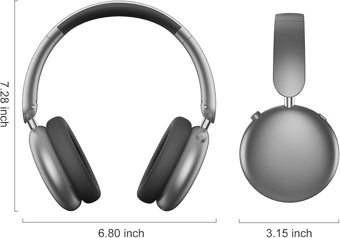 Wentronic Y06 Noise Cancelling Headphones,58H Playtime and 5 EQ Music Modes Wireless Over Ear Bluetooth Headphones with Microphone,Lossless Audio,Multipoint Connection,Foldable,Lightweight,Space Grey