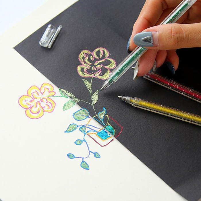 Capped Glitter Gel Pens 18 Colors, Metallic Vibrant Sparkle Gel Pens for Coloring, Color Pens for Adults,Colored Gel Pens for Adult Coloring Books and Drawing