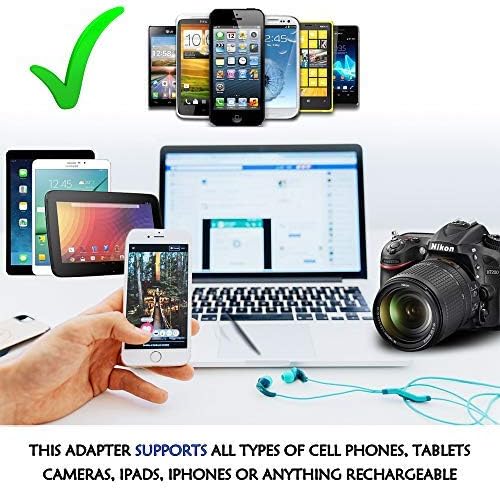 Ceptics Complete European Set Travel Adapter Plug by Ceptics With Dual USB - Type G, E/F, C - London - USA Input - Light Weight - Perfect for Cell Phones, Chargers, Cameras and More - 3 Pack