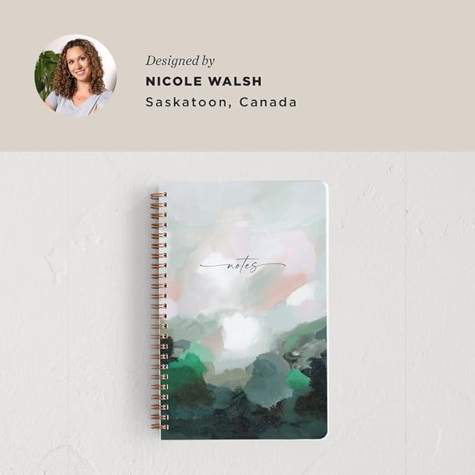 Minted Light Seeker Notebook, Writing Journal for Notes & Journaling, Durable Paper Cover, Painted, Abstract, Modern Art Design, Spiral Bound Journal Notebook with 160 Lined Pages, 5.5" x 8.5"