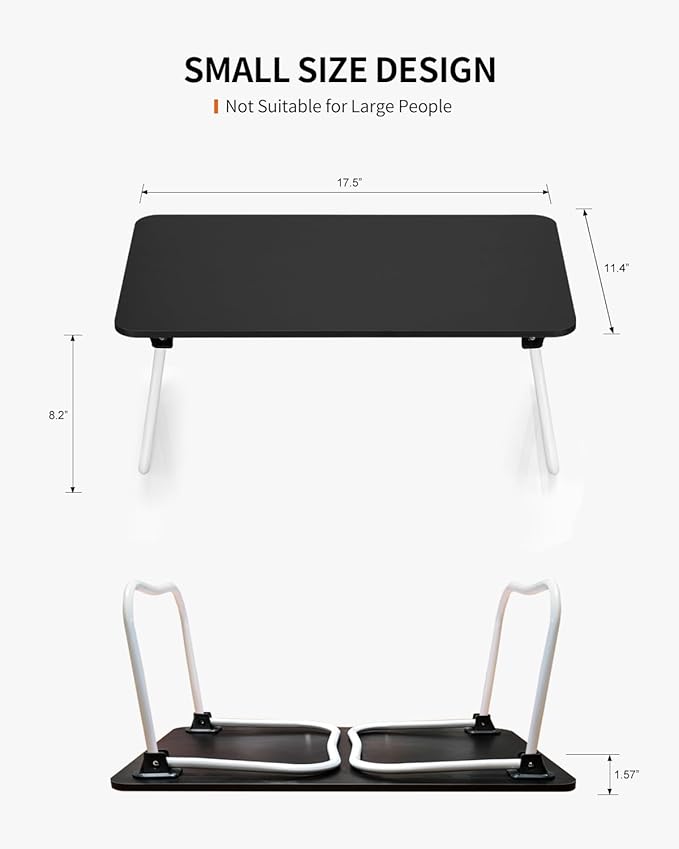 Foldable Lap Desk, Laptop Bed Desk, Portable Bed Table, Laptop Stand for Bed & Couch, Lightweight & Mini - Black