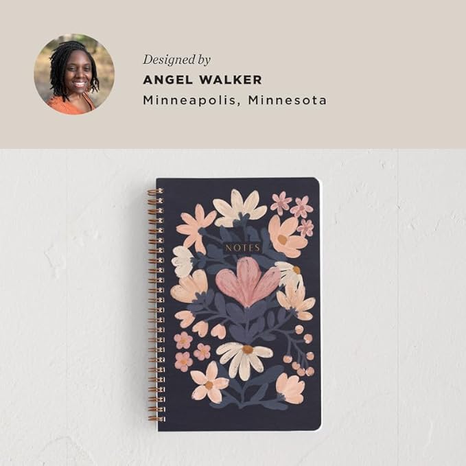 Minted Nostalgic Notebook, Writing Journal for Notes, Journaling & Planning, Durable Paper Cover, Vintage Floral Unique Design, Spiral Bound Journal Notebook with 160 Lined Pages, 5.5" x 8.5"