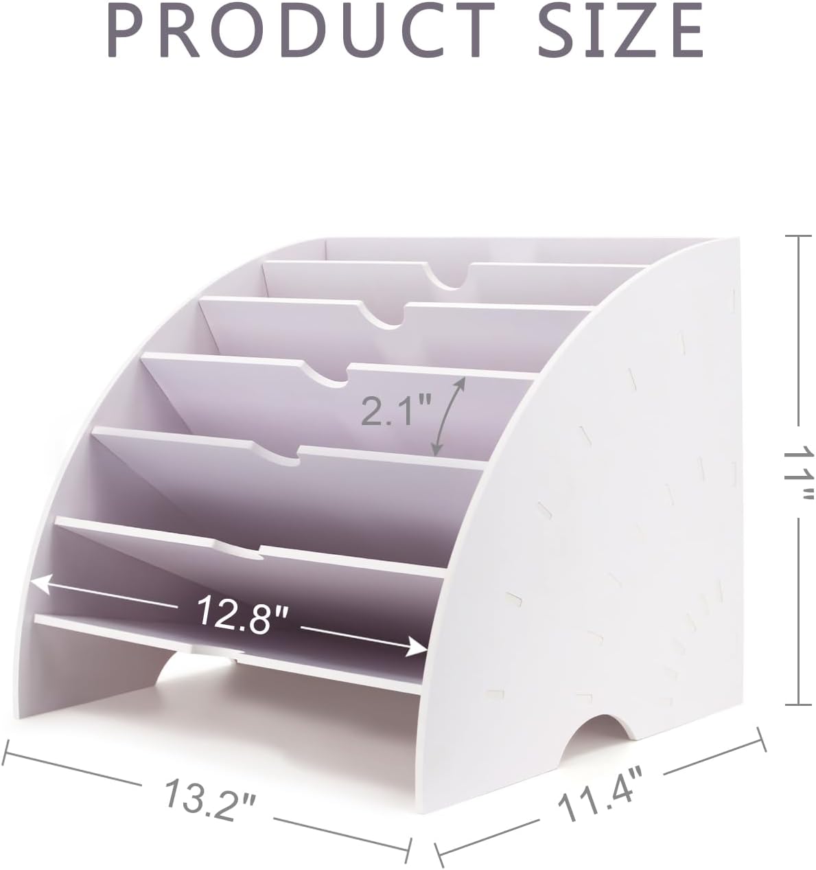 SONGWAY Fan Shaped Desk File Organizer - 6 Compartments File Holder for Desktop, Magazine Rack, Mail Holder, File Sorter, Paper Organizer for Home Office Classroom, White