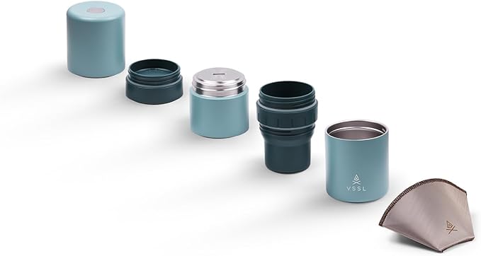 Nest Pour Over Coffee Kit | Coffee Maker for Camping | All-In-One Travel Pour Over | Transportable Dripper, Two 10oz Stainless Steel Travel Mugs | Compact Storage & Adventure Ready | Everglade