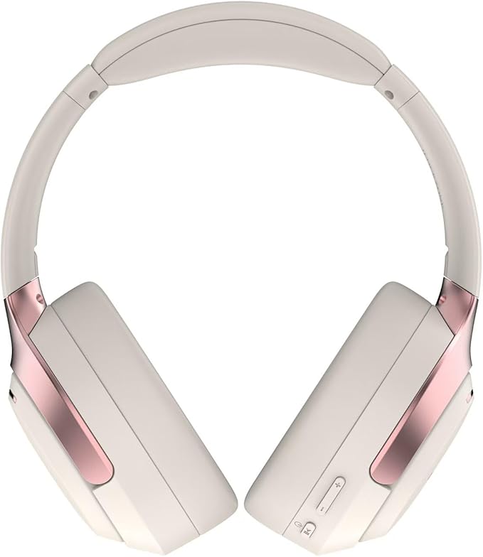 LC30Pro Hybrid Active Noise Cancelling Headphones, 100H Playtime Bluetooth Headphones, HiFi Audio Wireless Headphone with 3 EQ Modes, Low Latency & Foldable Design (Beige White)