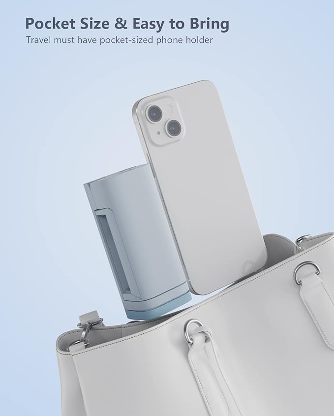 MiiKARE Travel Essentials Airplane Phone Holder, Universal Handsfree Phone Mount for Flying with 360 Degree Rotation, Travel Must Haves Phone Stand for Desk, Tray Table, Pink&Blue