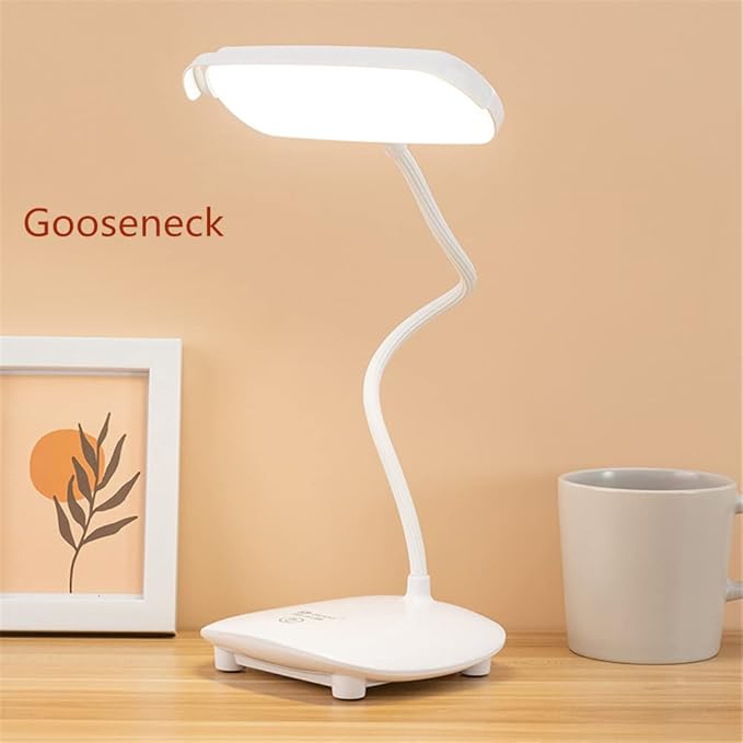 Cordless Desk Table Lamp Reading Light 40 Led Rechargeable Big Battery, Touch 3 Modes,2 Ways Power,Dimmable,Gooseneck,Small Portable Bedroom Bedside Lamp
