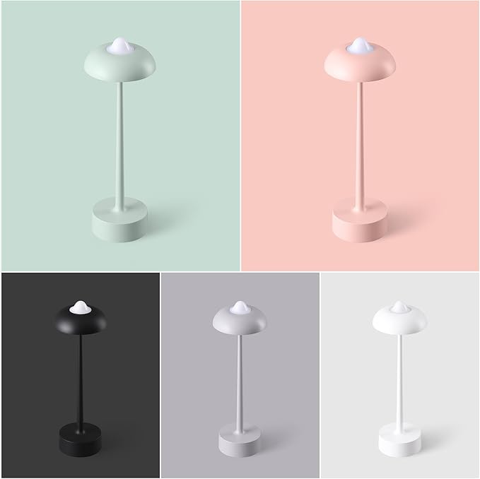 DAWALIGHT LED Rechargeable Table lamp,5200mAh Battery Operated lamp 3 Color Stepless Dimming Cordless Desk Lamp Rechargeable Portable Touch Lamp,Kids Light Night Light for Bedroom,Restaurant,Pink