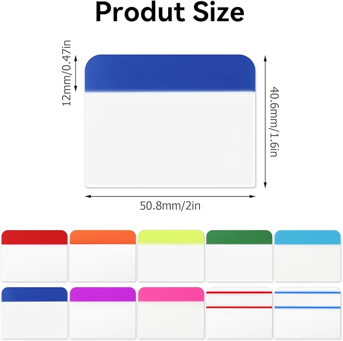 600 Pieces Tabs 2 Inch Sticky Index Tabs, Colored Page Markers Repositionable Divider Tabs for Notebooks, Binders, File Folders, Books (30 Sets 10 Colors)