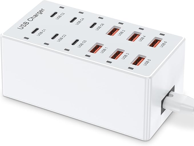 USB Charging Station for Multiple Devices USB Wall Charger Power Hub Strip Smart Plug Charging Dock Block for iPhone Xs/XR,iPad,iPod,Galaxy S9/S8,Smart Phones