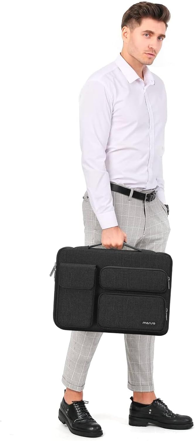 MOSISO 360 Protective Laptop Case 13.3 inch, 13-13.3 inch Laptop Sleeve Compatible with MacBook Air/Pro 13 / Pro 14, HP Dell ASUS Lenovo,Side Open Bag with 2 Raised&1 Flapover Pockets, Slate Gray