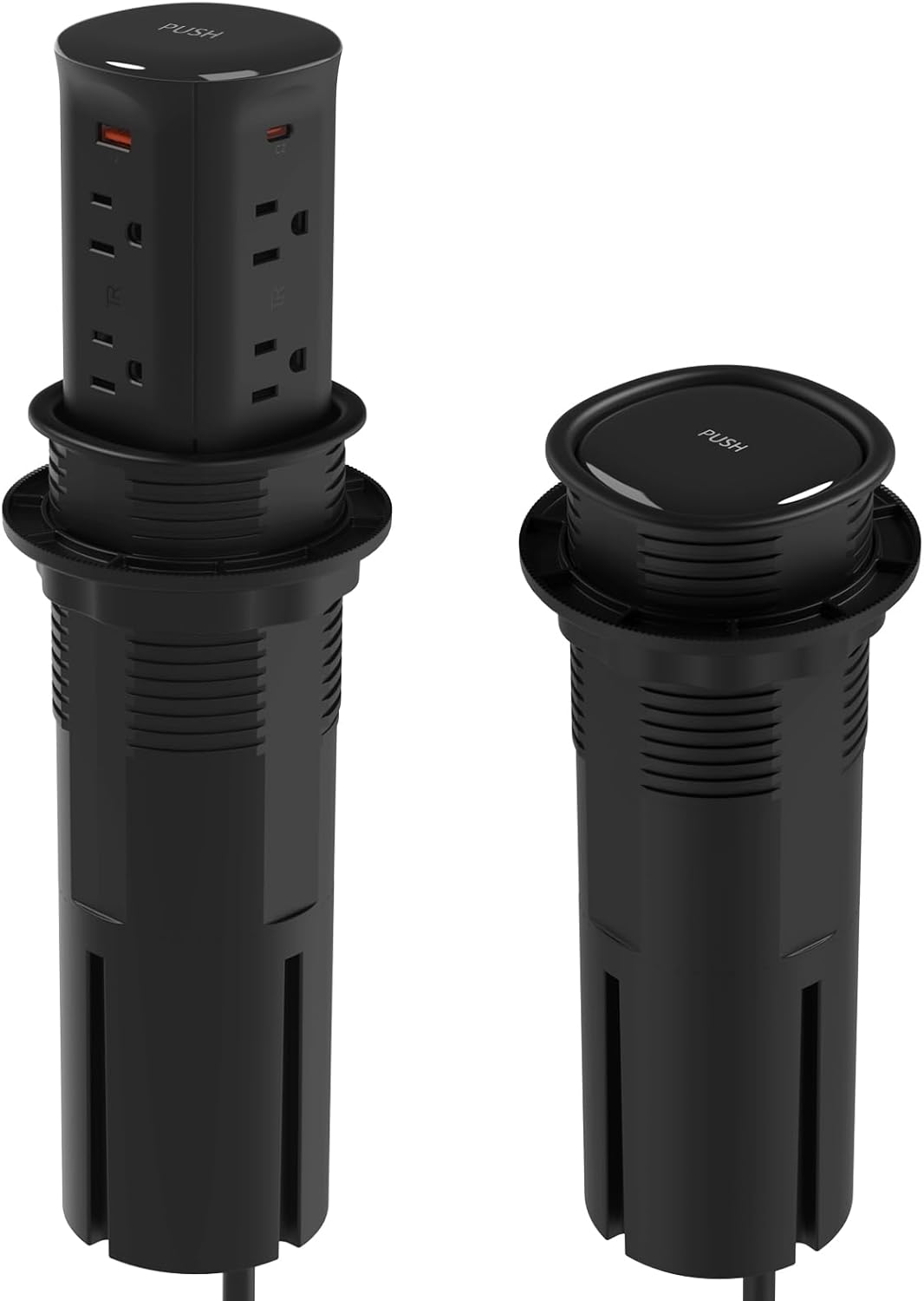 Jgstkcity Pop up Outlet for Countertop,65W USB C Fast Charging,15W Wireless Charger,13-in-1 Kitchen Island Electrical Power Station,4 USB,8 Outlets,15A Surge Protector,3.15'' Hole,ETL Listed,Black