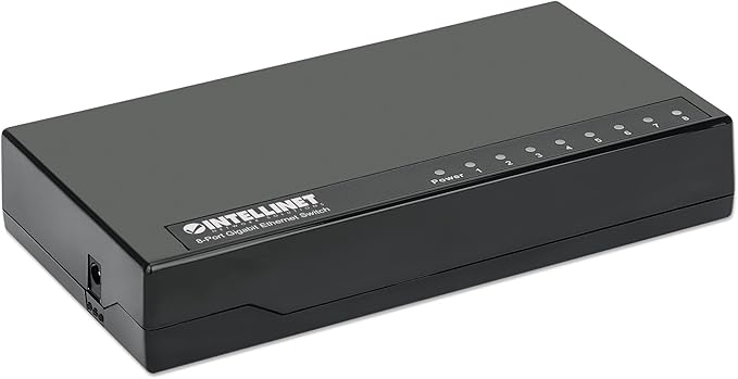 Intellinet 8 Port Gigabit Ethernet Switch – 10 / 100 / 1000 Mbps - Computer Desktop Internet Networking Splitter LAN Hub Router – Unmanaged – Plug & Play - Fanless Quiet – 3 Yr Mfg Warranty – 561754
