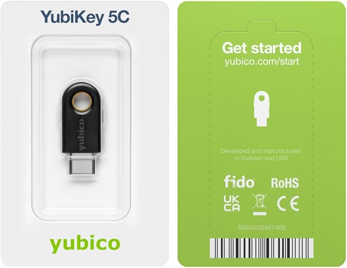 Yubico YubiKey 5C - Two Factor Authentication USB Security Key, Fits USB-C Ports - Protect Your Online Accounts with More Than a Password, FIDO Certified