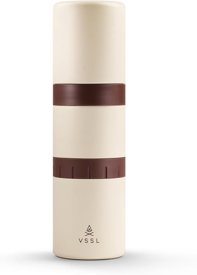 Nest Pour Over Coffee Kit | Coffee Maker for Camping | All-In-One Travel Pour Over | Transportable Dripper, Two 10oz Stainless Steel Travel Mugs | Compact Storage & Adventure Ready | Sahara