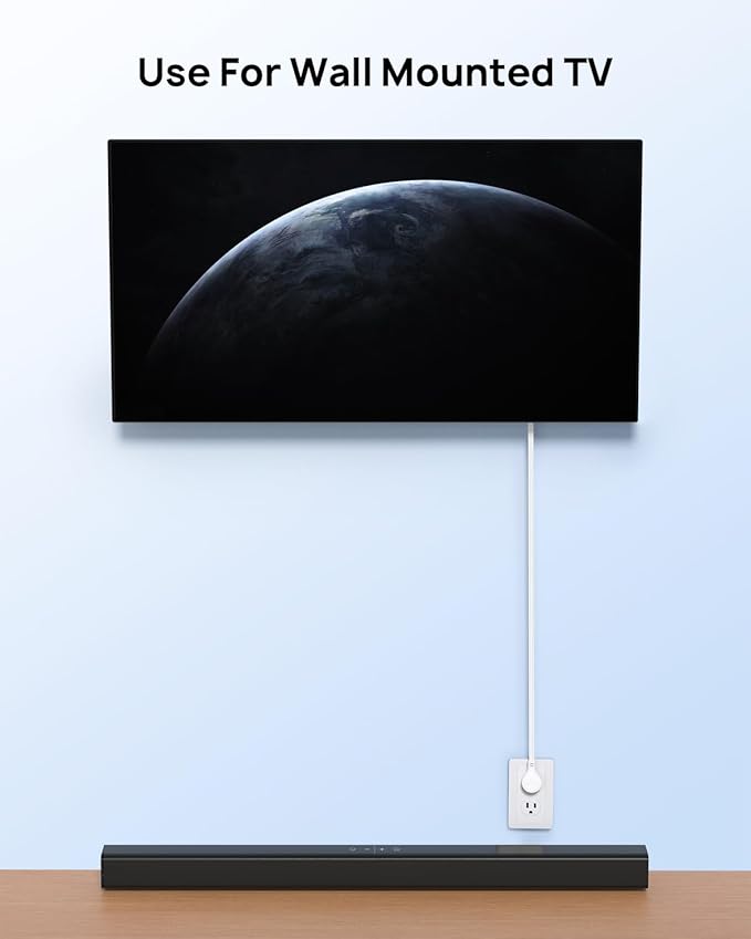 TROND Short Extension Cord 3ft with 360° Rotating Flat Plug, Low Profile Small Power Strip, Three Prong Grounded Outlets Cube, 13A, 16 AWG Cable for Indoor Home Office Cruise Travel Essentials, White