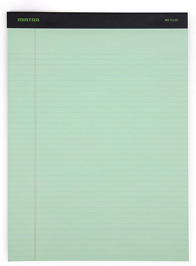 Mintra Office Legal Pads, ((Basic 6pk - (Pastel Version #3), 8.5in x 11in, Narrow Ruled)) - Includes 2 Blue Writing Pads, 2 Pink Writing Pads and 2 Green Writing Pads