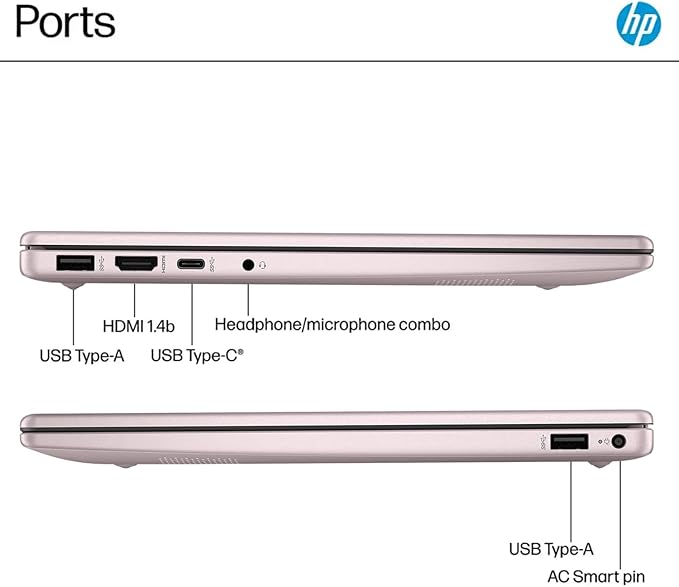 HP 14 Ultrabook • Intel 4-Core N150 • Microsoft 365 • Copilot AI • 32GB RAM • 1.6TB Storage (128GB SSD + 512GB Portable + 1TB OneDrive) • Wi-fi • 12 Hr Battery • Pink • w/WOWPC Bundle • Win 11