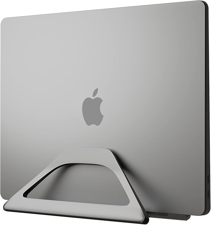 Elestoria Vertical Laptop Stand Holder- Adjustable Laptop Holder Vertical fits All MacBook, Chromebook & Gaming Laptops - Grey