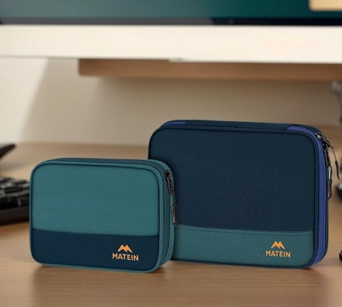 MATEIN Electronics Organizer Travel Case 2 Pack, Water Resistant Backpack Organizer Pouch for Travel Essentials, Cable Storage Bag for Earbuds, Phone & Flash Drive, Tech Gift for Men