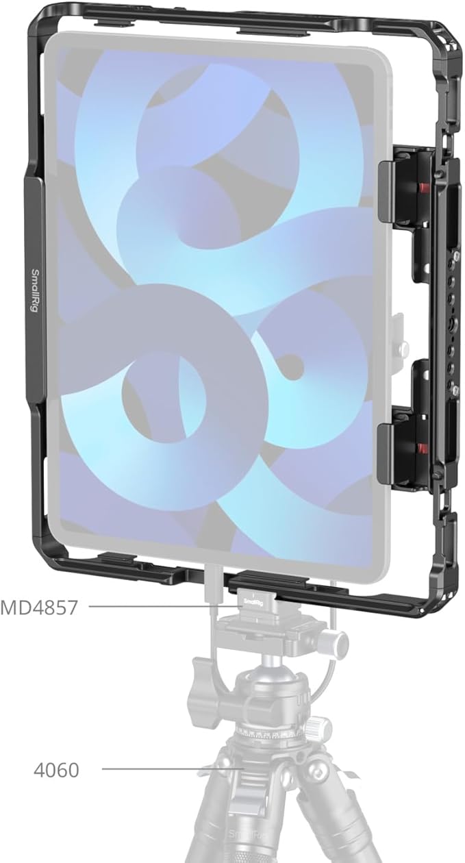 SMALLRIG Universal Metal Cage for iPad, Tripod Mount Adapter Monitor Fits for iPad Pro 12.9, Air, Mini and More, with 1/4"-20, 3/8"-16 Holes, Cold Shoe Mount - MD5059