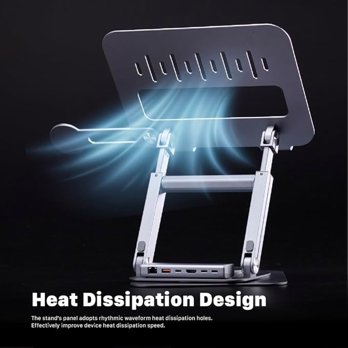 ADAM ELEMENTS USB-C Stand Ultra/Laptop Docking Station – Hub Stand Ultra USB-C Magnetic 6in1 Hub for All MacBook, iPad & USB-C Laptop