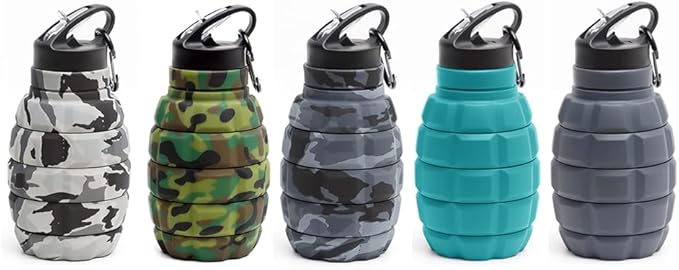 QiCheng&LYS 19.5oz Collapsible Travel Water Bottle, Reuseable BPA Free Silicone Foldable Water Bottles for Travel Gym Camping Hiking, Portable Leak Proof Sports Water Bottle with Carabiner(Blue)