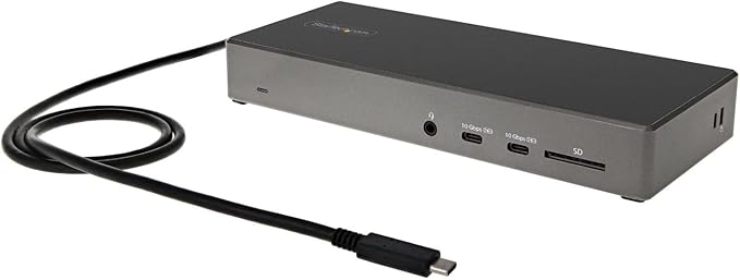 StarTech.com USB C Dock - Triple 4K Monitor USB Type-C Docking Station - 100W Power Delivery - DP 1.4 Alt Mode & DSC, 2X DisplayPort 1.4/HDMI 2.0-6xUSB (2X 10Gbps), SD - Windows/Chrome (DK31C2DHSPD)