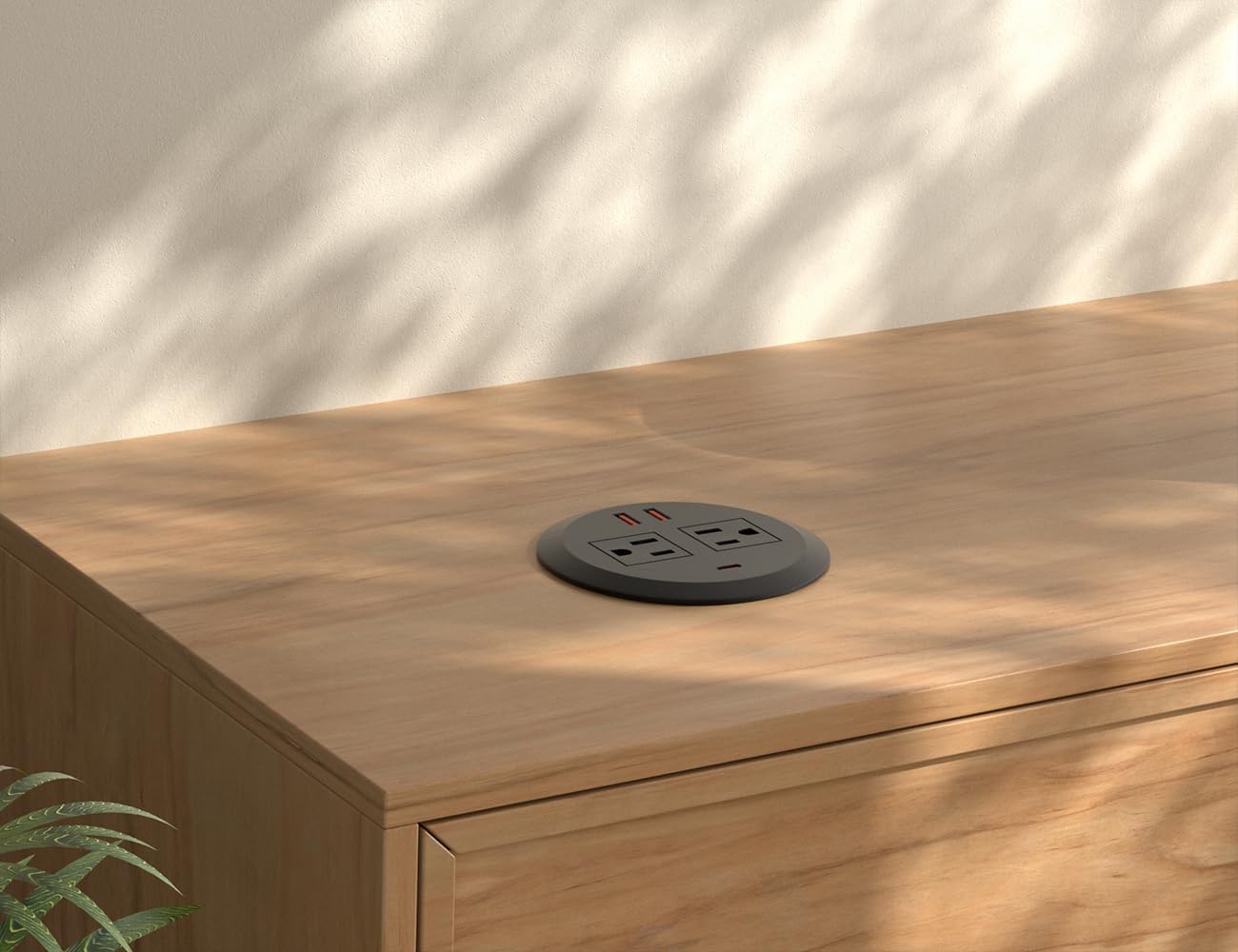 3 Inch Desktop Power Grommet,65W GaN USB C Fast Charging Station,3-USB Port,Flush Mounted for 3-1/8" Holes,Flat Plug.Round Recessed Desk Grommet Outlet for Workspace,Laptops,6.3ft,Black