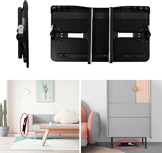 Laptop Bed Tray Desk with Adjustable Heights and Angles, Upgraded-Sturdy Foldable Lap Desk for Bed/Couch/Floor (NO Drawer, Black)