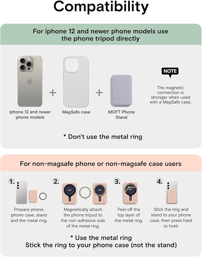 MOFT Phone Tripod Wallet for iPhone, Mulit-Angles, Lightweight & Portable Phone Stand, MOVAS Vegan Leather Magnetic Wallet, Strong Magnets, NFC Card Holder,Travel Essential, Peony (with Card Slot)