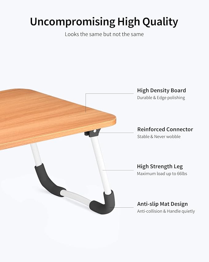 Ruxury Folding Lap Desk Laptop Stand Bed Desk Table Tray, Breakfast Serving Tray, Portable & Lightweight Mini Table for Sofa Couch Floor - - Wood