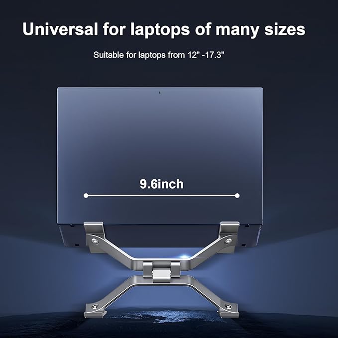 Adjustable Laptop Stand for Desk, Portable Laptop Riser, Ergonomic Computer Notebook Holder for MacBook Pro Air, Dell XPS, HP, Lenovo (13.3-17.3'') (Silver)