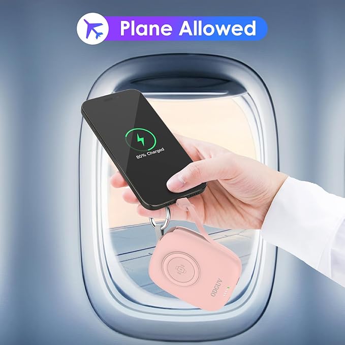 Small Portable Charger 5000mAh,iWatch Wireless Charger Mini Power Bank with Built-in Cable,Travel Keychain Charger for Apple Watch 10/9/Ultra2/8/Ultra/7/6/Se/5/4,iPhone 17/16/15/14/13/12,Android Phone