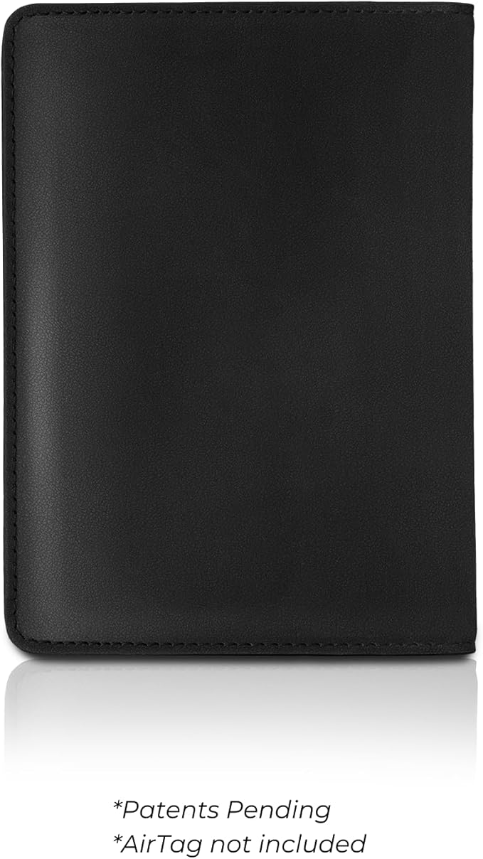 Kings Loot Passport Holder Wallet – RFID Blocking Leather Travel Wallet with Built-in Airtag Holder – Holds 1-6 Cards & Passport – Easy Pull Tab – Slim & Stylish Wallets (Onyx Black)