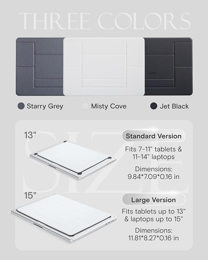 MOFT Invisible Laptop Stand for Desk, Stick-Free Tablet and Computer Stand with Dual-Angle, Foldable&Portable Laptop Riser Holder, Fits 7-11" Tablets&11-14" Laptops, Misty Cove (Non-Adhesive Version)