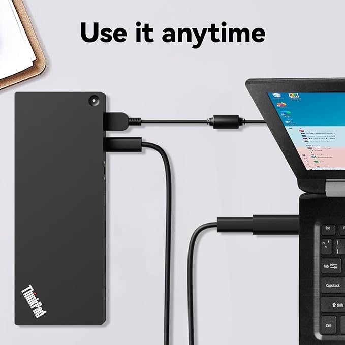 ThinkPad 40AF0135 Universal Hybrid USB-C with USB-A Adapter Docking Station for Lenovo Laptops, Dual Monitor, Comes with ITSPWR HDMI 4K Cable + 50 Cable Ties