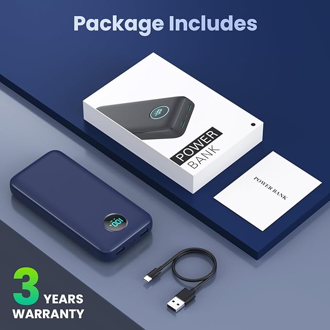 Portable Charger PowerBank 40,800mAh with 2 Built-in Cables,25W PD Fast Charging +QC 4.0 Quick Phone Charging Power Bank, 5 Outputs LCD Display USB C Battery Pack for iPhone 16/15 Android Galaxy etc