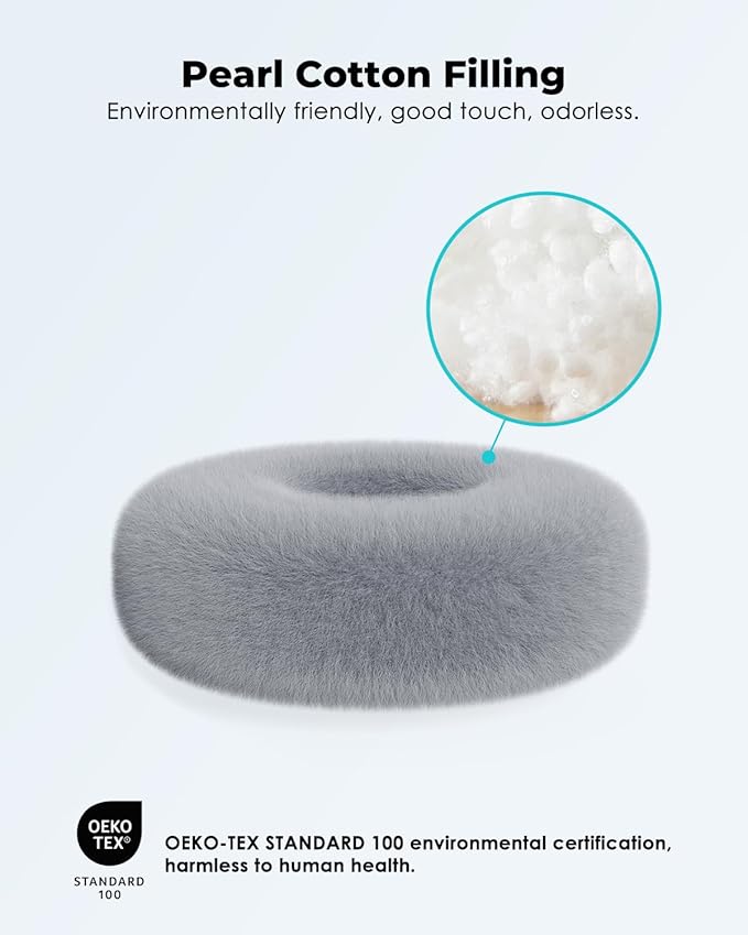 Viozon Tablet Stand Pillow, Compatible with 4.7"-13" Phone/Tablet, iPad, iPhone, Samsung, Google, Kindle, 360°Adjustable Phone Holder for Bed with Soft Plush Fabric, and Detachable Bowl, Grey