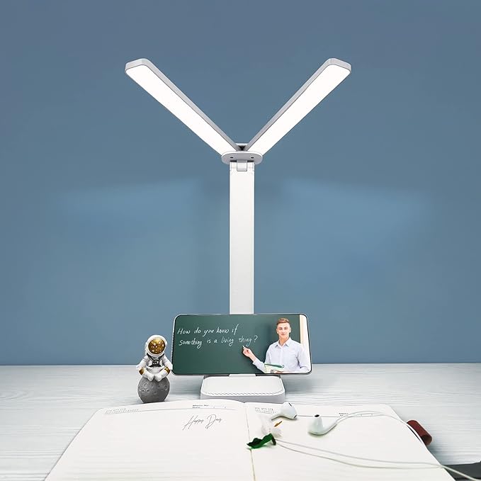 Blue Desk Lamp for Home Office,Portable Small Desk Lamp with 3 Lighting Modes, Battery Operated Rechargeable Desk Light for Kids, Reading,Studying,Dormitory,Blue