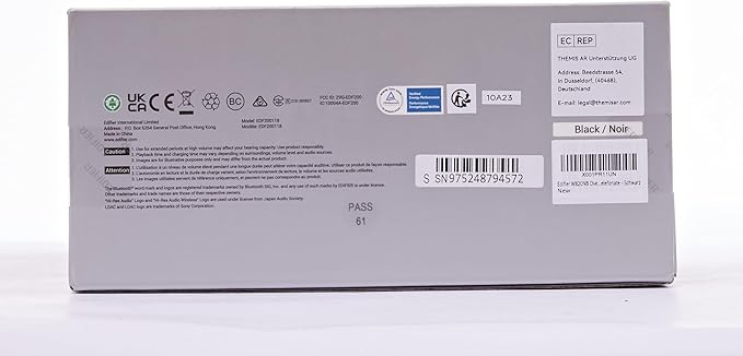 Edifier W820NB Plus Hybrid Active Noise Cancelling Headphones - LDAC Codec - Hi-Res Audio Wireless & Wired - Fast Charge - 49H Playtime - Over Ear Bluetooth V5.2 Headphones- Black