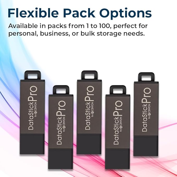 64GB DataStick Pro by Centon, 5 Pack, USB 2.0 Flash Drive Memory Stick for Storage and Backup